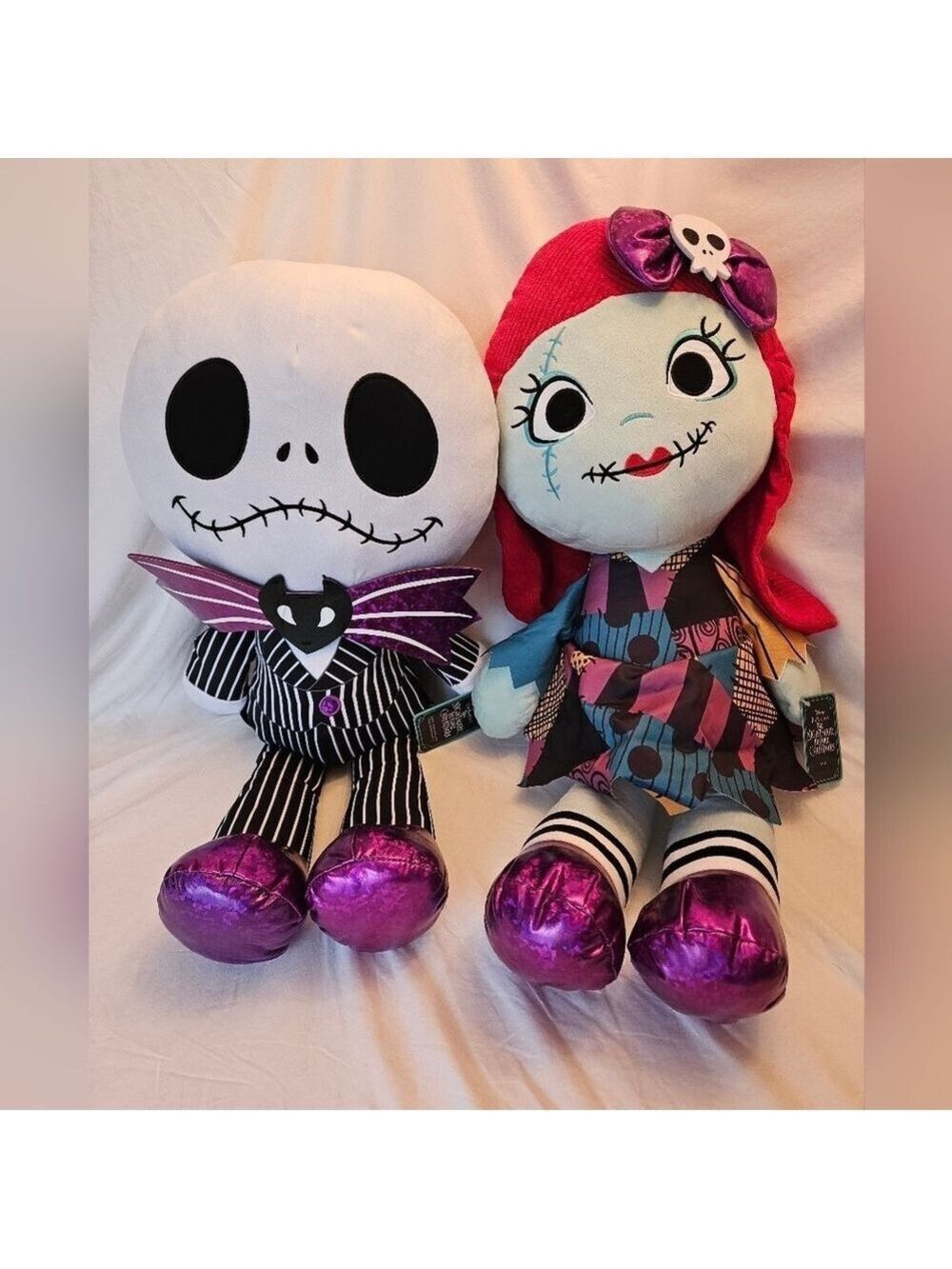 RARE! DISNEY Nightmare Before Christmas Jumbo Jack, Sally 30" Plush Set of 2 NWT